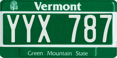 VT license plate YYX787