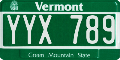 VT license plate YYX789