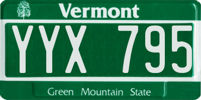 VT license plate YYX795