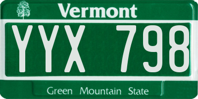 VT license plate YYX798