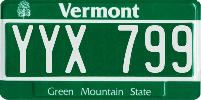 VT license plate YYX799