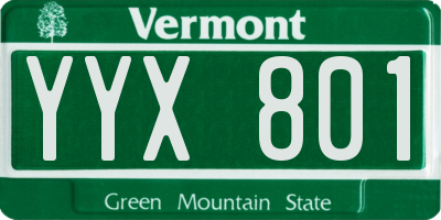 VT license plate YYX801