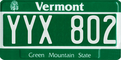 VT license plate YYX802