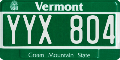 VT license plate YYX804