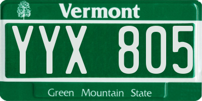 VT license plate YYX805