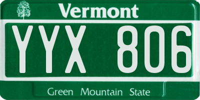 VT license plate YYX806