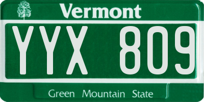VT license plate YYX809