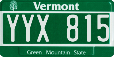 VT license plate YYX815