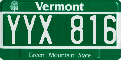 VT license plate YYX816