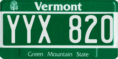 VT license plate YYX820