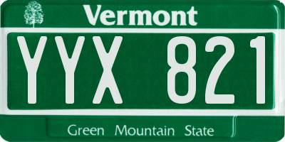 VT license plate YYX821