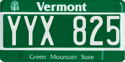 VT license plate YYX825