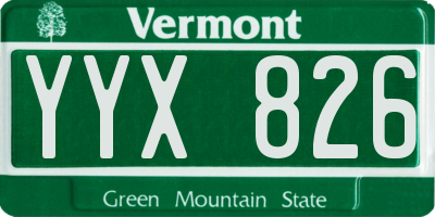 VT license plate YYX826
