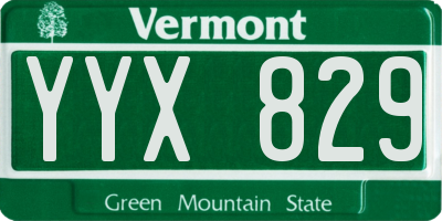 VT license plate YYX829