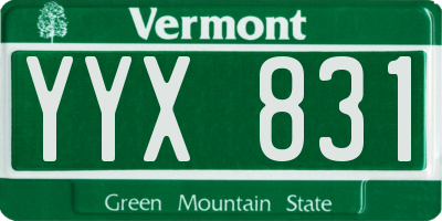 VT license plate YYX831