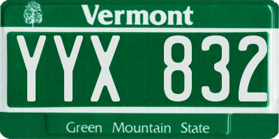 VT license plate YYX832
