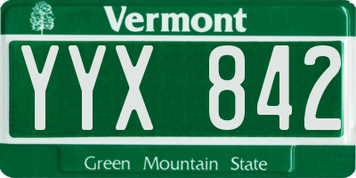 VT license plate YYX842