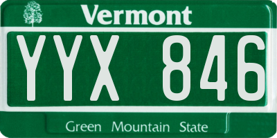 VT license plate YYX846