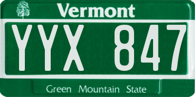 VT license plate YYX847
