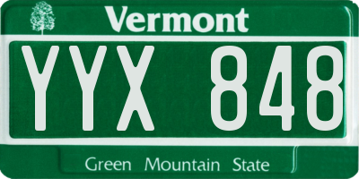 VT license plate YYX848