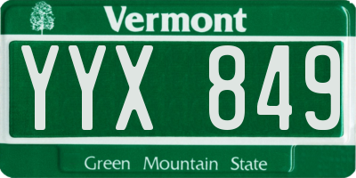 VT license plate YYX849