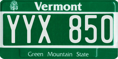 VT license plate YYX850