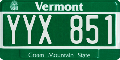 VT license plate YYX851