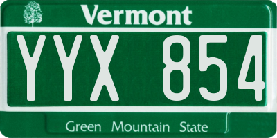 VT license plate YYX854