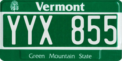 VT license plate YYX855