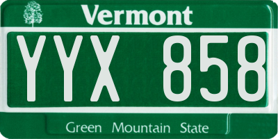 VT license plate YYX858