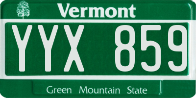VT license plate YYX859
