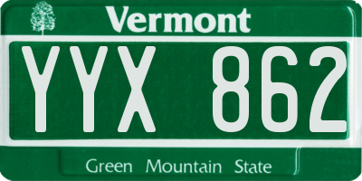 VT license plate YYX862