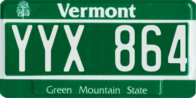 VT license plate YYX864
