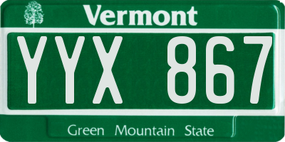 VT license plate YYX867