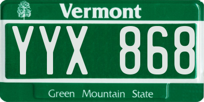 VT license plate YYX868