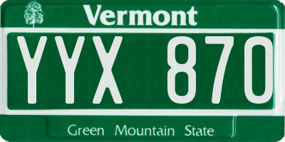 VT license plate YYX870