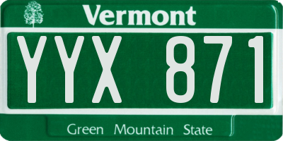 VT license plate YYX871
