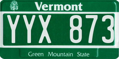 VT license plate YYX873
