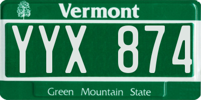 VT license plate YYX874