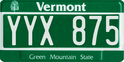 VT license plate YYX875