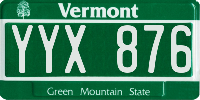 VT license plate YYX876