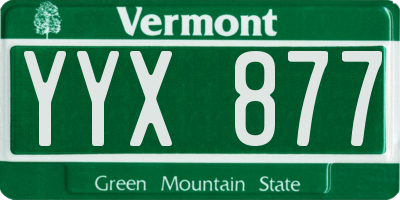 VT license plate YYX877