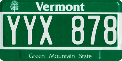 VT license plate YYX878