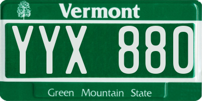 VT license plate YYX880
