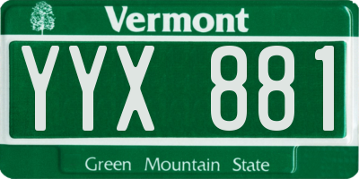 VT license plate YYX881