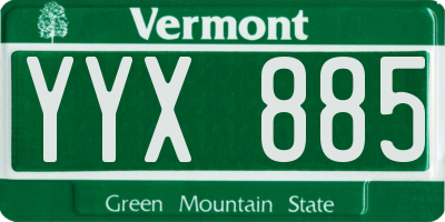 VT license plate YYX885