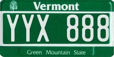 VT license plate YYX888