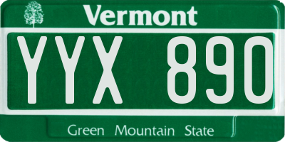 VT license plate YYX890