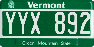 VT license plate YYX892