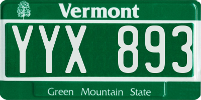 VT license plate YYX893